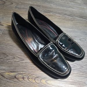 Vintahe Kate Spade 9.5 M black vinyl shoes loafers ladies